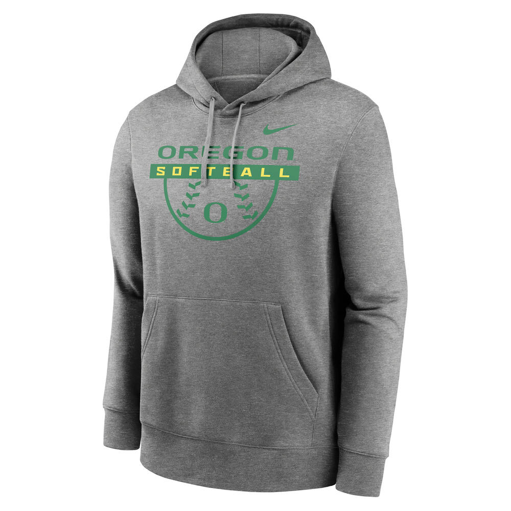 Classic Oregon O, Nike, Grey, Hoodie, Women, Unisex, Softball, Sweatshirt, Pullover, 927638